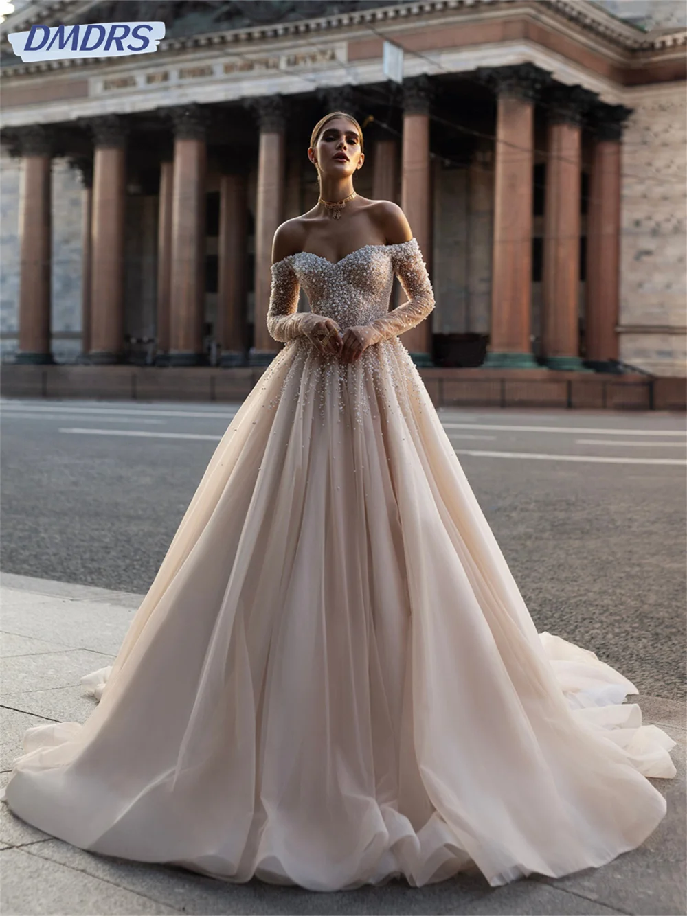 Bezaubernde schulterfreie Brautkleider 2024, elegantes A-Linien-Hochzeitskleid, bezauberndes bodenlanges Kleid, Vestidos De Novia