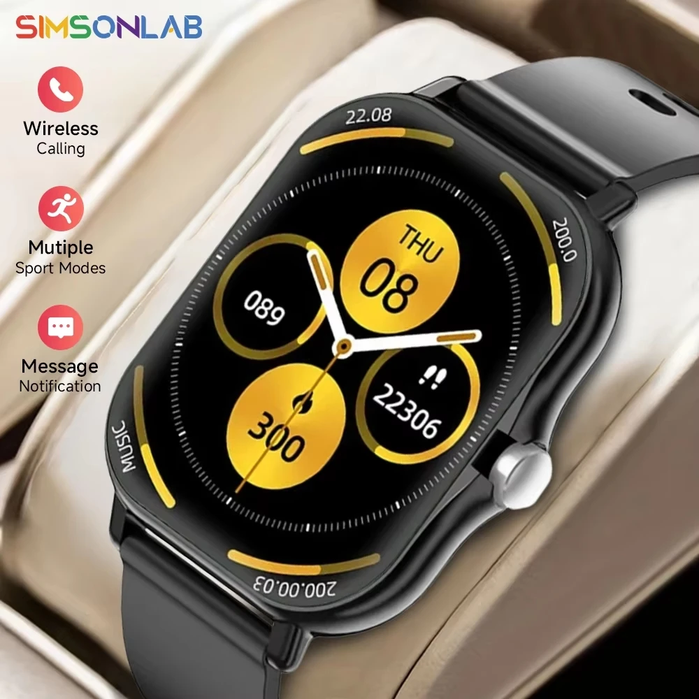 SIMSONLAB 2.01 "ساعة ذكية بلوتوث مكالمة مراقبة الصحة ساعة مخصصة عد الخطوات ساعة ذكية لنظام أندرويد/iOS الرجال النساء