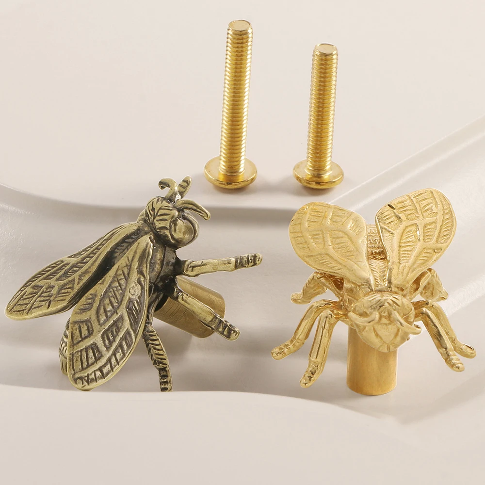 

Furniture Handle Insect Bee Drawer Handle Brass Decor Cupboard Wardrobe Closet PullsCreative Home Decoration