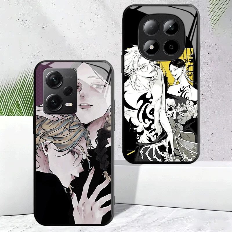 Tokyo Revengers Ran Haitani Rindou - Funda de teléfono de vidrio templado para Xiaomi Redmi Note 12 13 14 15 Pro Plus + 12S 11S 4G 11T 5G 11E