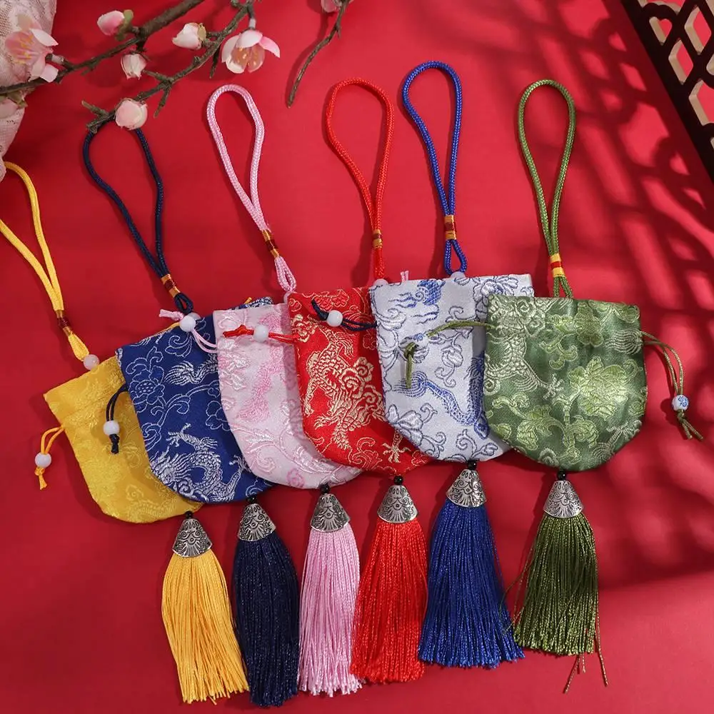 

Antique Flower Women Sachet Embroidery Hanging Jewelry Storage Bag Tassel Graduation Gift Coin Purse Girl