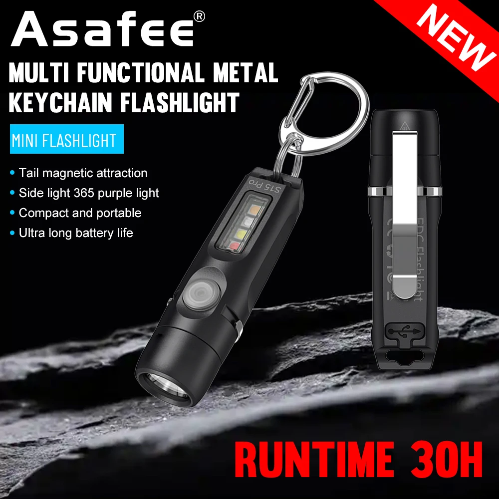 

Asafee S15Pro Keychain Flashlight 21g Lightweight Mini EDC Pocket Flashlight With Clip Small Portable Light With Tail Magnetic