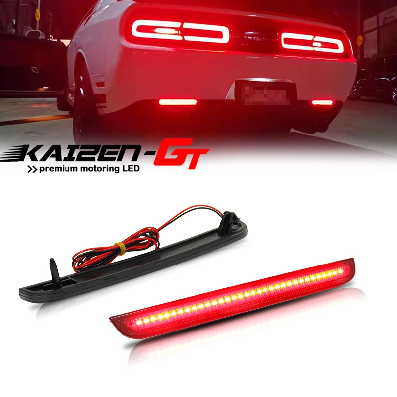 2PCS Smoked / Red Lens Red LED Car Rear Bumper Reflector Lights Tail/Brake Lights Rear Fog Lights For Dodge Challenger 2015-2022