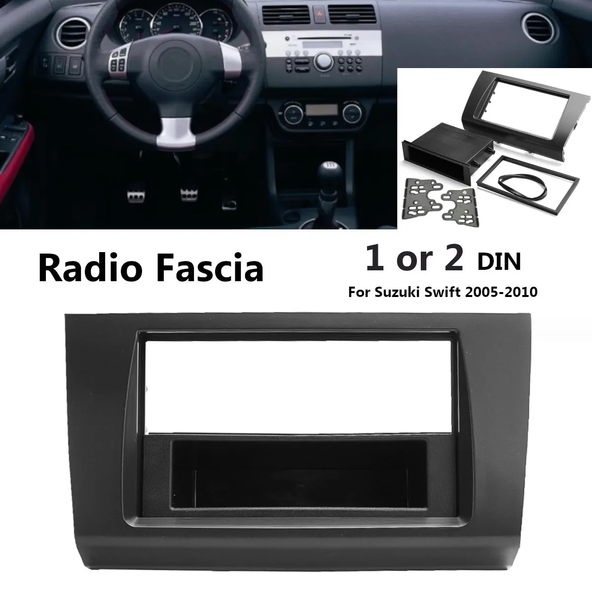 1 or 2 Din Car Stereo Radio Fascia Panel Plate Frame DVD CD Panel Audio GPS Dash Mount Kit Adapter For Suzuki Swift 2005 - 2010