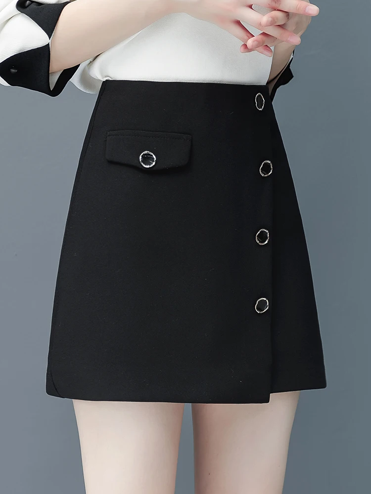 

High Waist A-Line Skirt Women's Spring Autumn 2026 New Style Slimming Casual Suiting Half-length Skirts Irregular