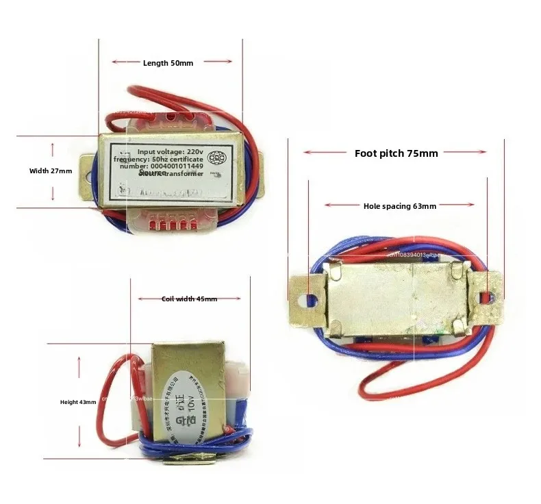 EI48 DB-10VA/10W Voltage Transformer AC220V/380V To AC6V/9V/12V/15V/18V/24V/30V/36V/110V/220V Dual/Single Voltage Output