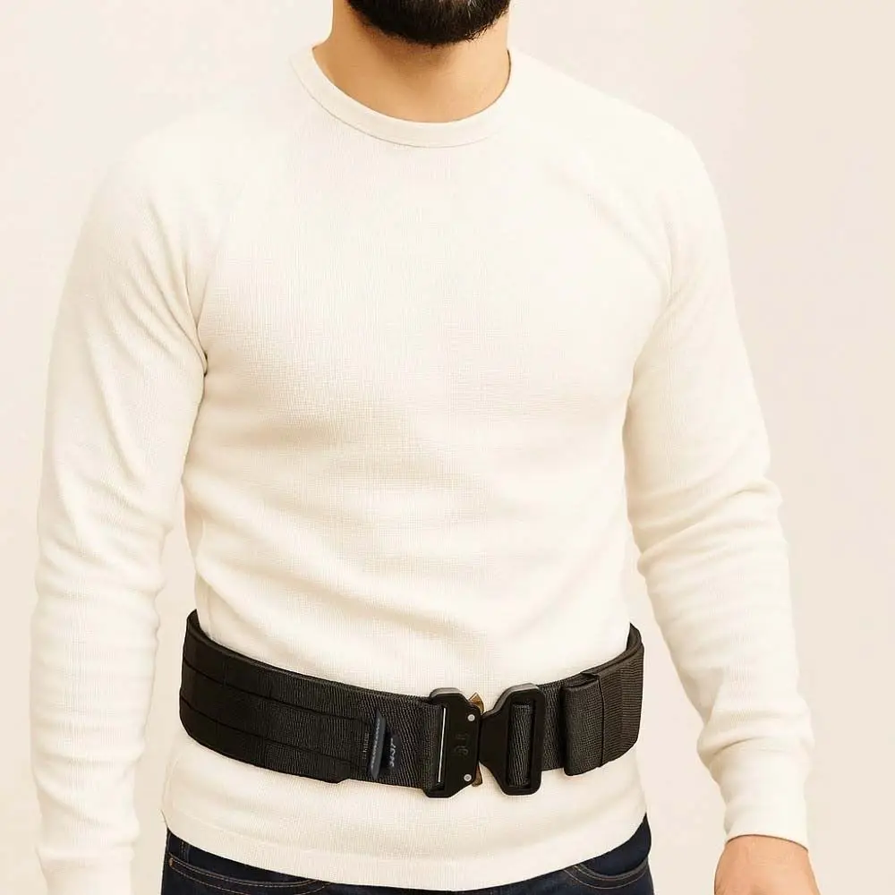 Ceinture classique réglable 2 en 1, bande magique à boucle en alliage de couleur unie ‌   Ceinture en alliage de Polyester pour hommes, ceinture en Nylon, cadeaux