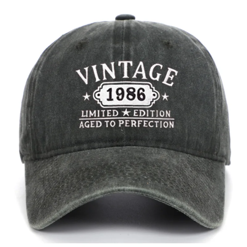 Retro ''1986'' digital printed baseball cap with adjustable outdoor casual sun hat suitable for daily wear in spring and summer