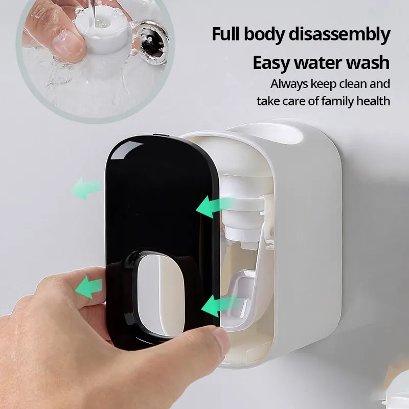 1pc Waterproof Toothpaste Squeezer Automatic Toothpaste Dispenser Wall Mount Bathroom Bathroom Accessories Toothbrush Holder