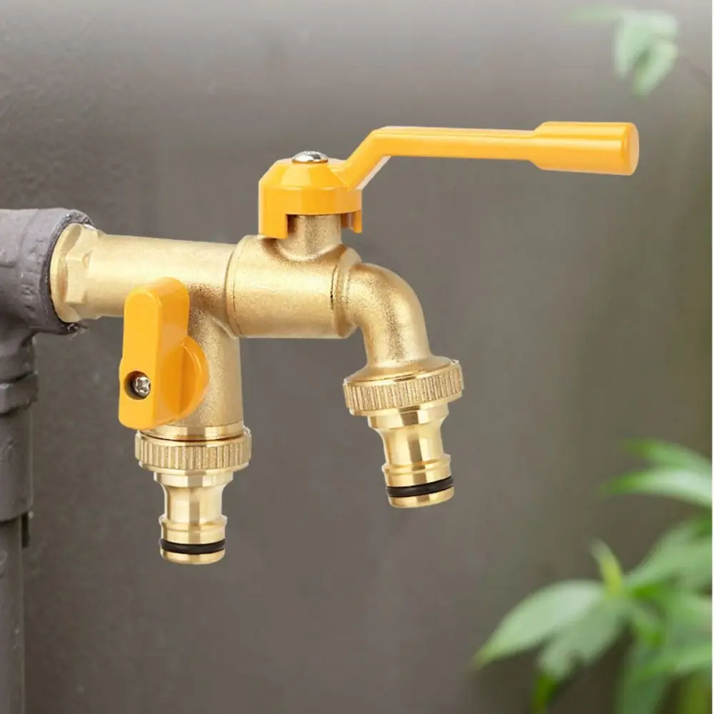 

2-Way Garden Hose Faucet Adapter Ball Valve Wall Mounted IBC Water Tank Connector Anti Freezing Anti Rust