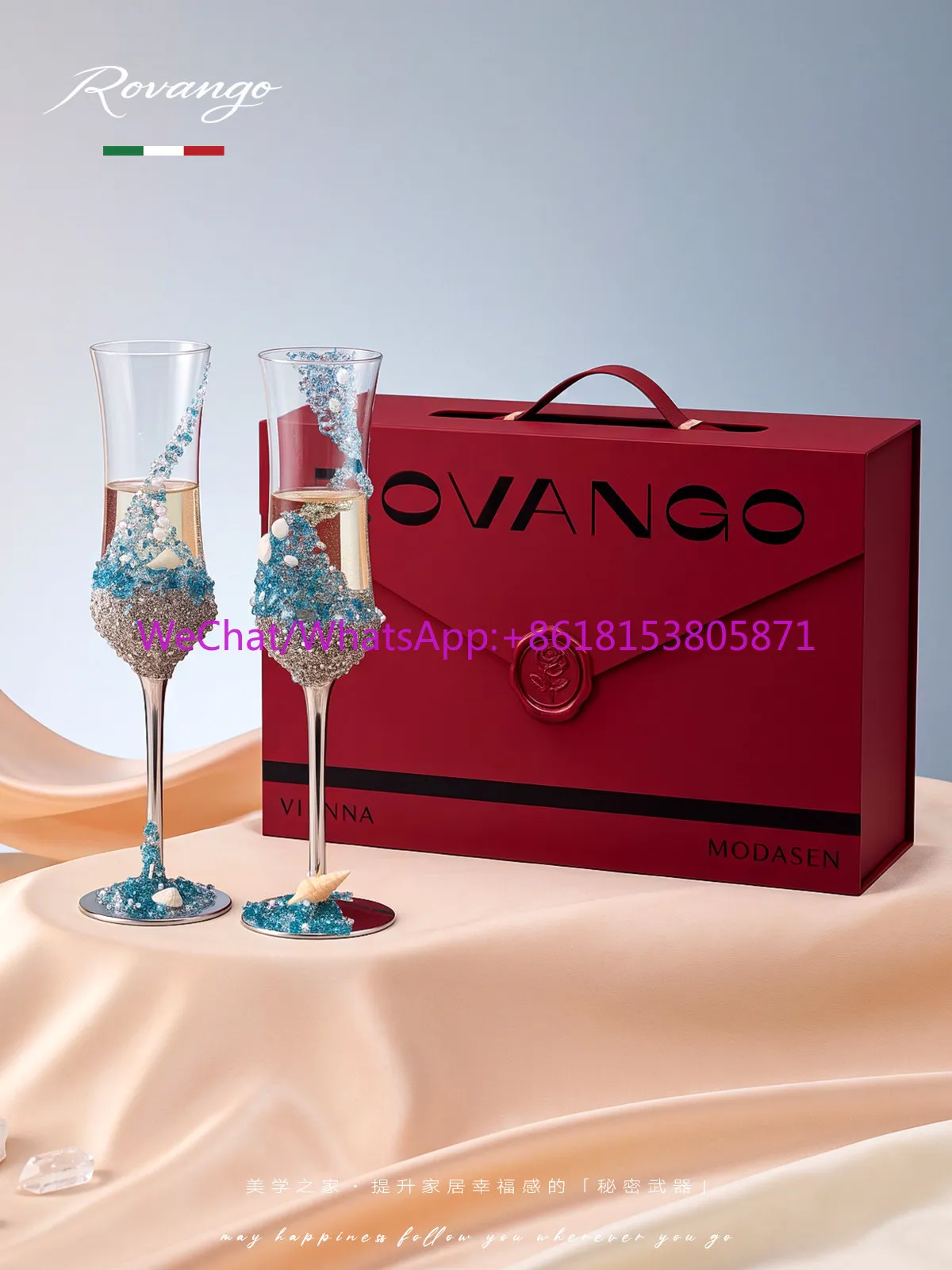 Handmade DIY glass toast cup high-end champagne pair gift box set