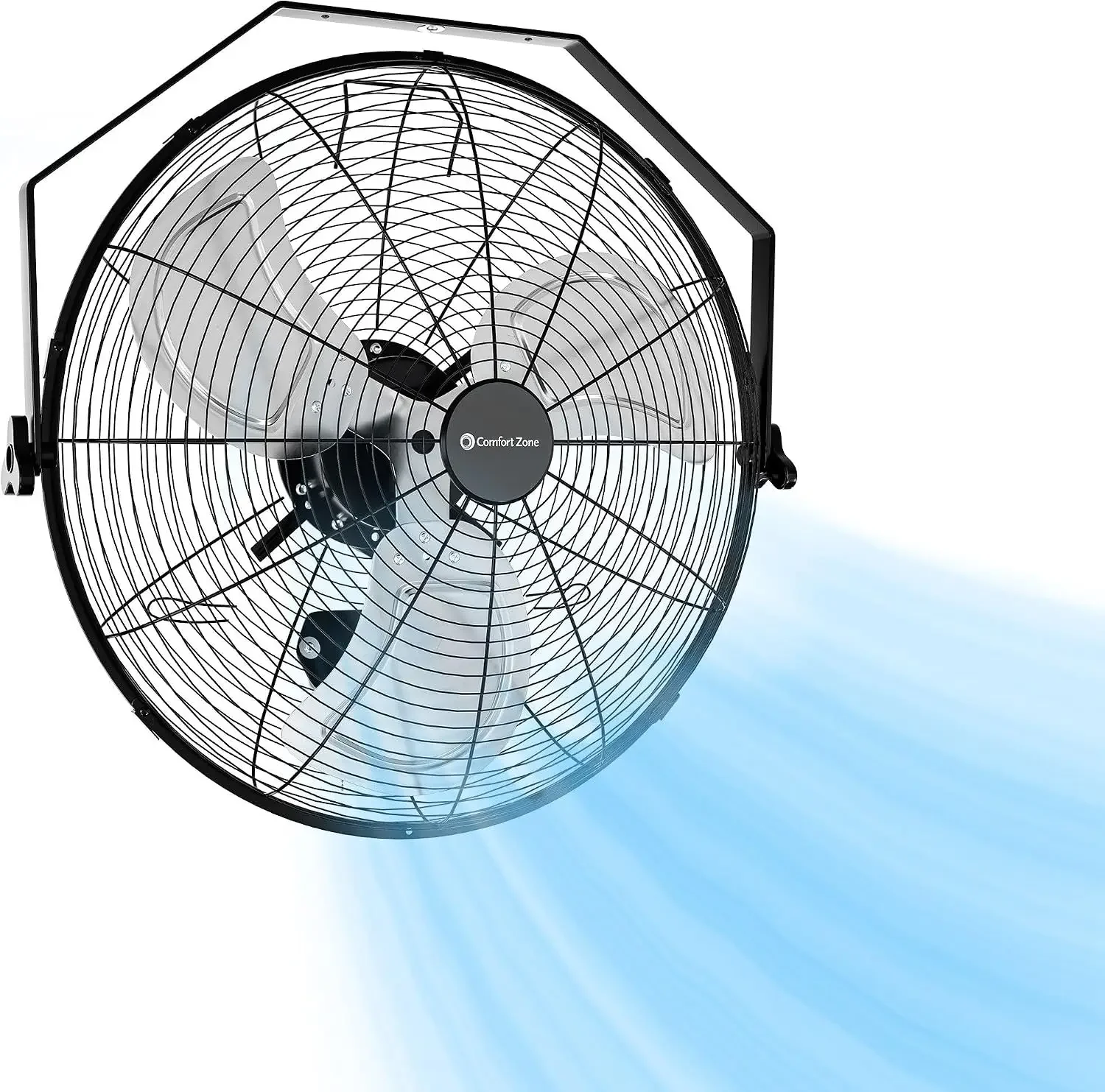 Comfort Zone 20-inch Industrial High Velocity Fan - Heavy Duty All-Metal Floor & Wall Mount Fan, 3-Speed High Power Cooling