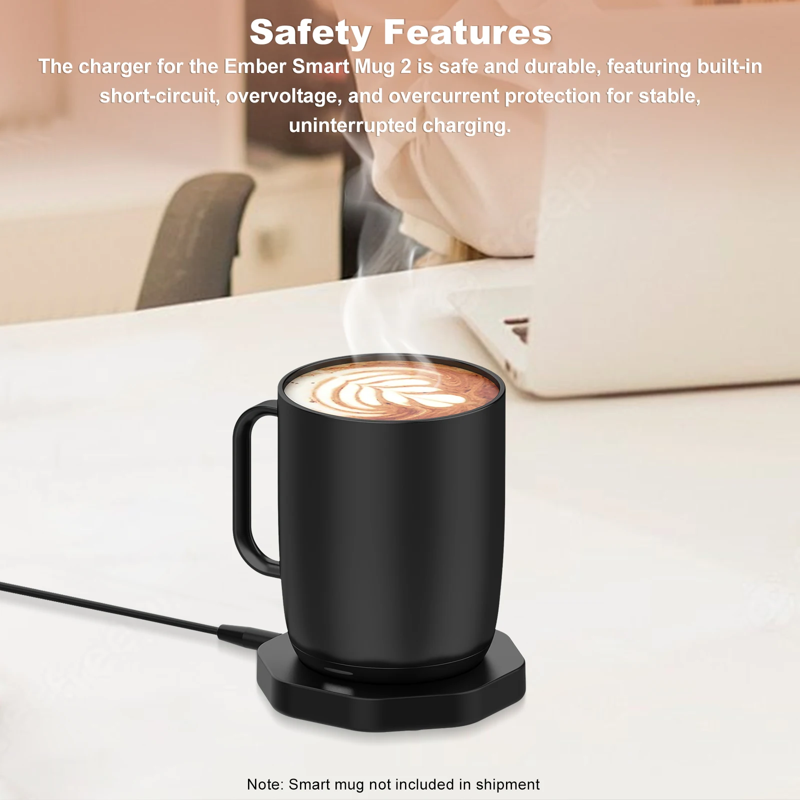 Charging Coaster for Ember Temperature Control Smart Mug 2 and 1 Replacement Charger Base for Wireless Warmer Cup Accessories