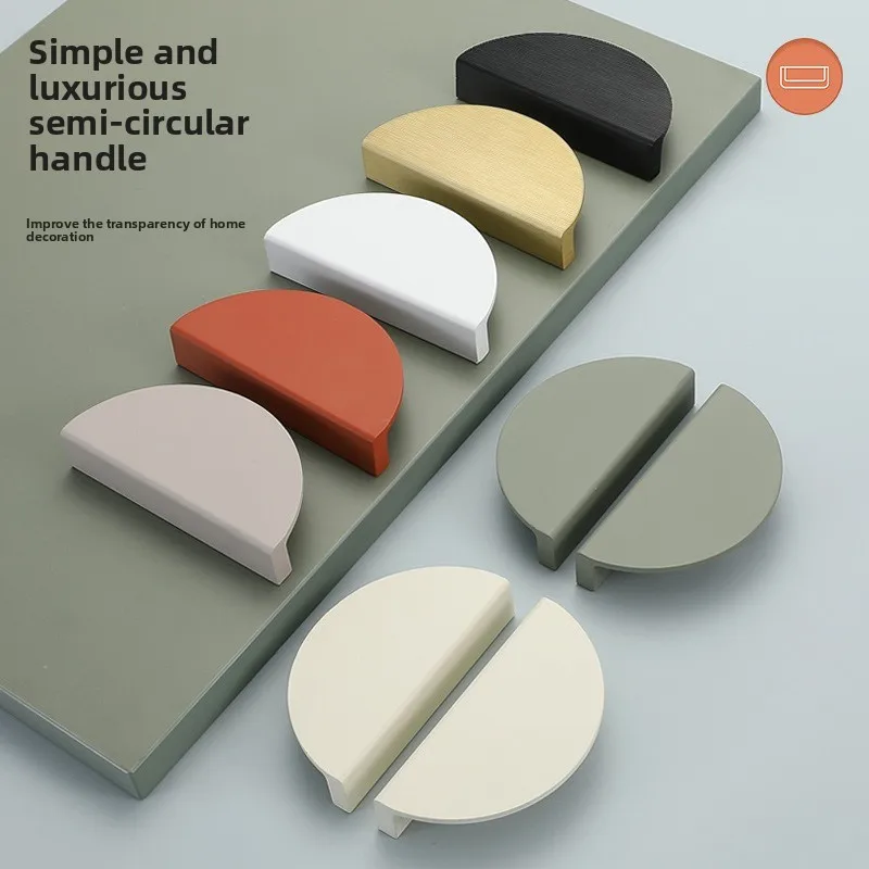 2pcs Semi-Circle Wardrobe Handles Northern Europe Style Matte Morandi Color Furniture for Cabinets, Drawer, Bedside Table