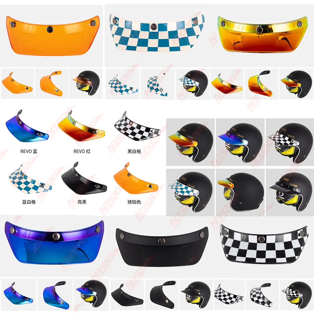 

SOMAN Motorcycle Helmet Visor Peak 3 Snap Universal Retro Summer Sun Shade for Electric Scooter Half Helmet Sunscreen
