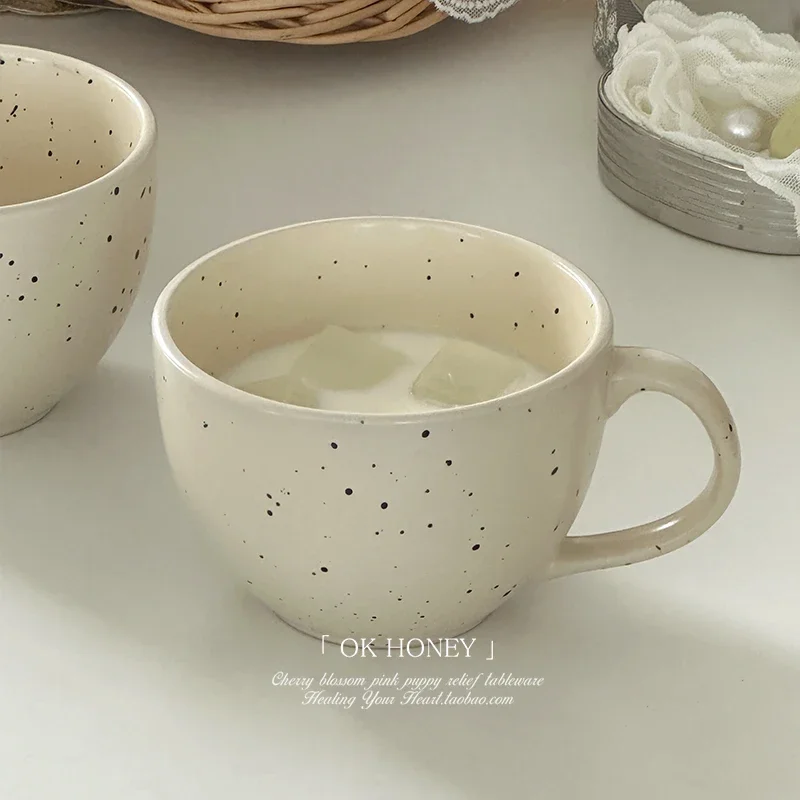 Splash-Ink Ceramic Mugs 500ML Breakfast Milk Cups Brief Coffee Mug With Handgrip Cute Fruit Yogurt Cup Large Capacity Drinkwares
