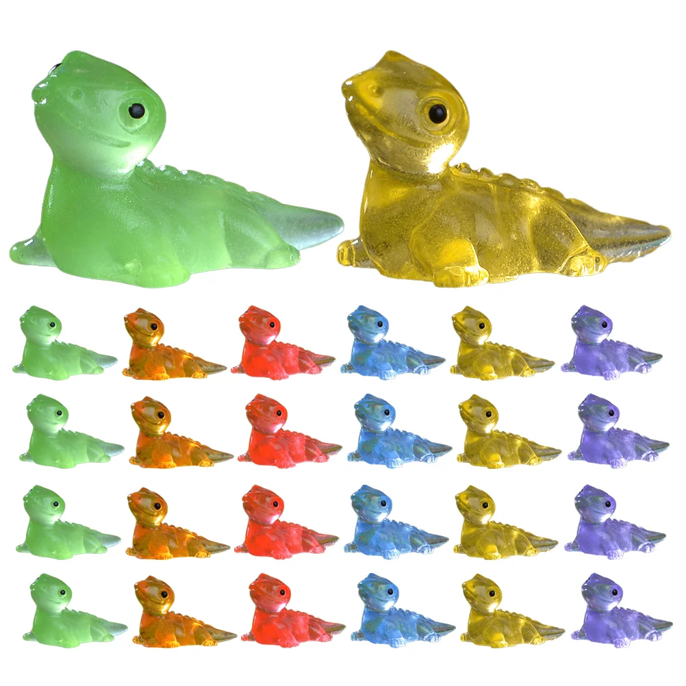 30 Pcs Micro Landscape Lizard Miniature Animal Figurine Statue Luminous Glowing Resin Desktop Tiny Statues