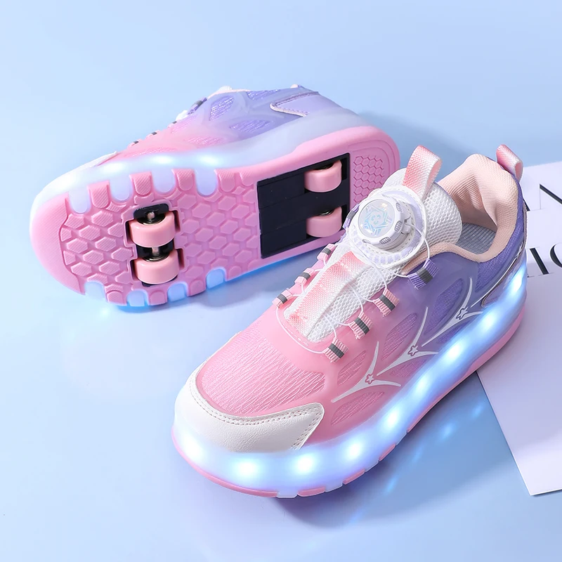 

Boys' 8-Wheel & Girls' 4-Wheel Heelys: Kids' Invisible Rechargeable Light-Up Roller Skates & Sneakers