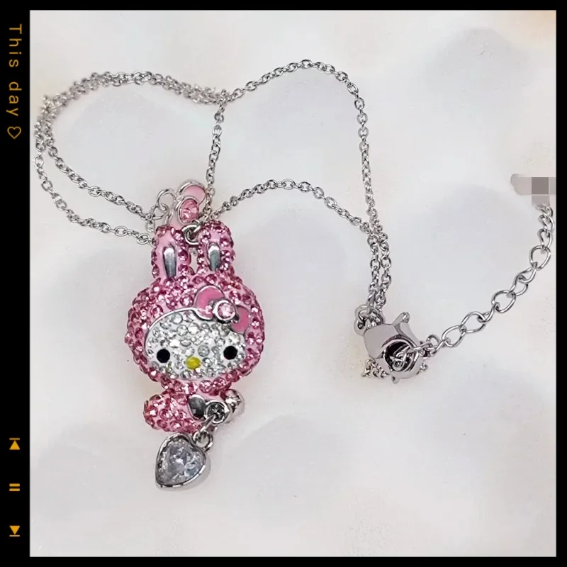 

Hello Kitty cute and sweet pink my melody animation peripherals pendant necklace Christmas women’s birthday gift kawaii