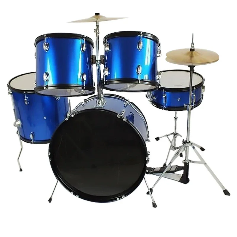 

High Quality Drum Kit Musical Instrument Manufacturer Professional 5 Drums Set with Pedal Cymbals Stands Stool and Sticks