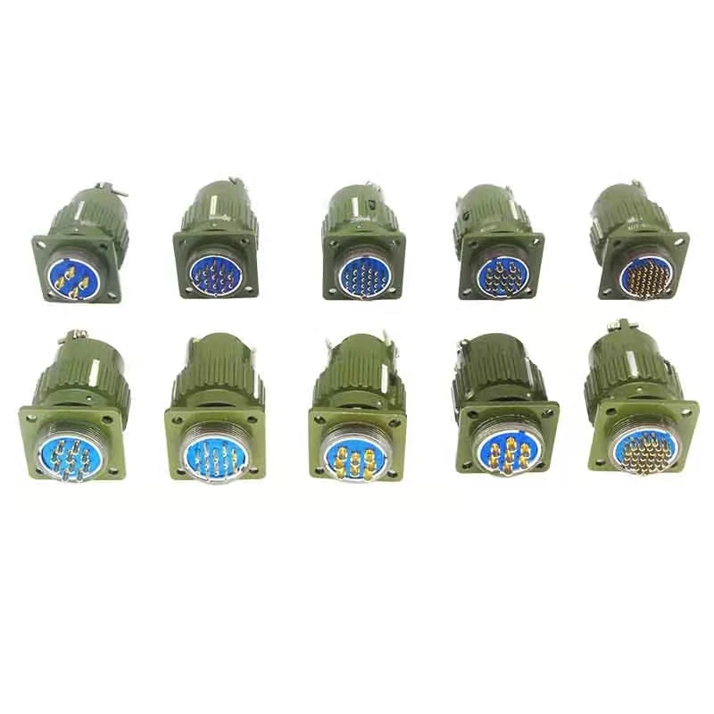 Y2M-19TK Y28M-4/7/8/10/12/14/19/24/32/37 Pins Cylindrical Circular Connector Army Green Aviation Plug Socket