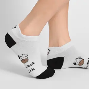 5 pairs womens socks loody cow pattern short socks creative printing socks ankle soch 8 Main Sales Female Socks - №8