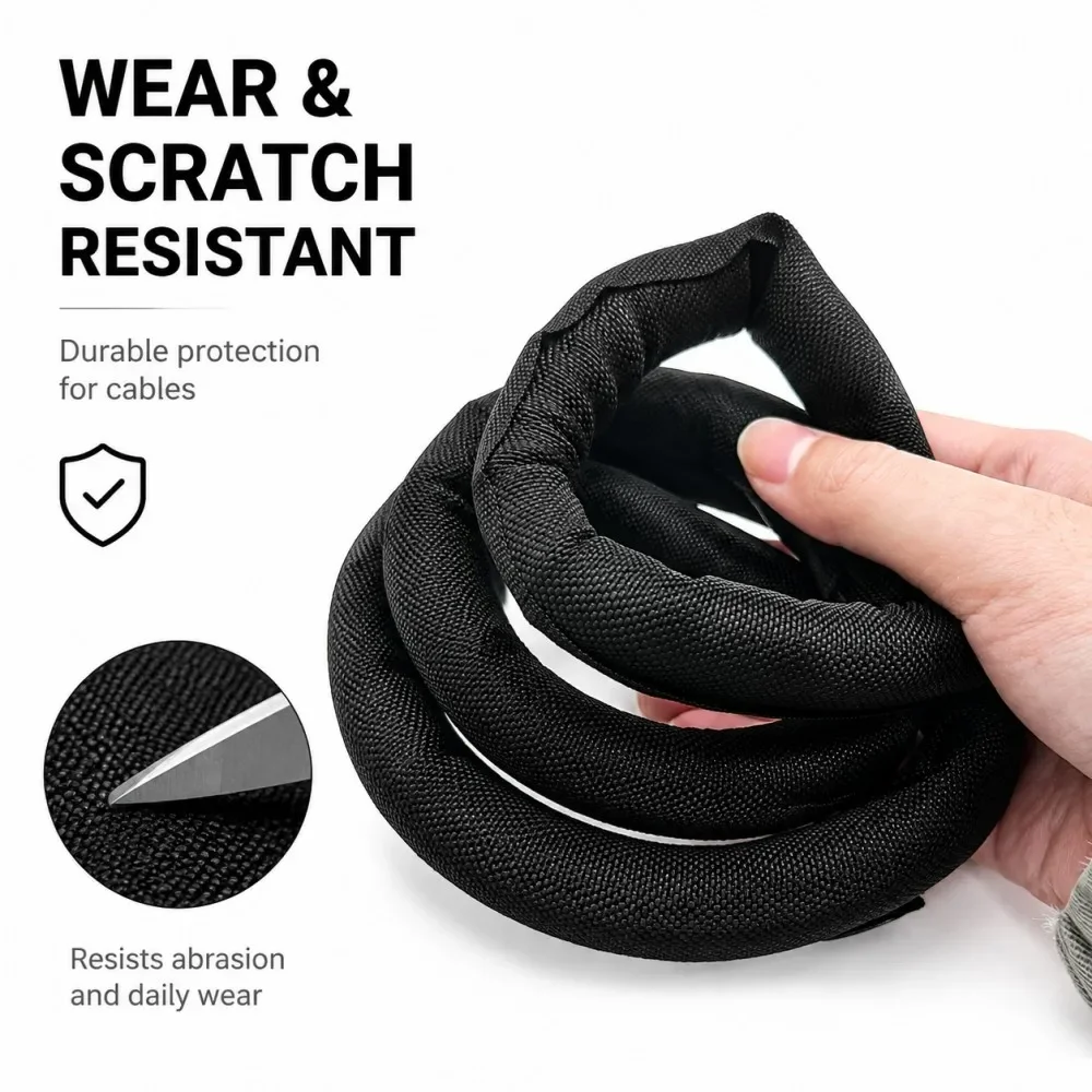 Self-Closed PET Expandable Braided Sleeve Black ID 3~50mm Insulated Wrap Self Closing Sleeved Cable Protection Line Organizer