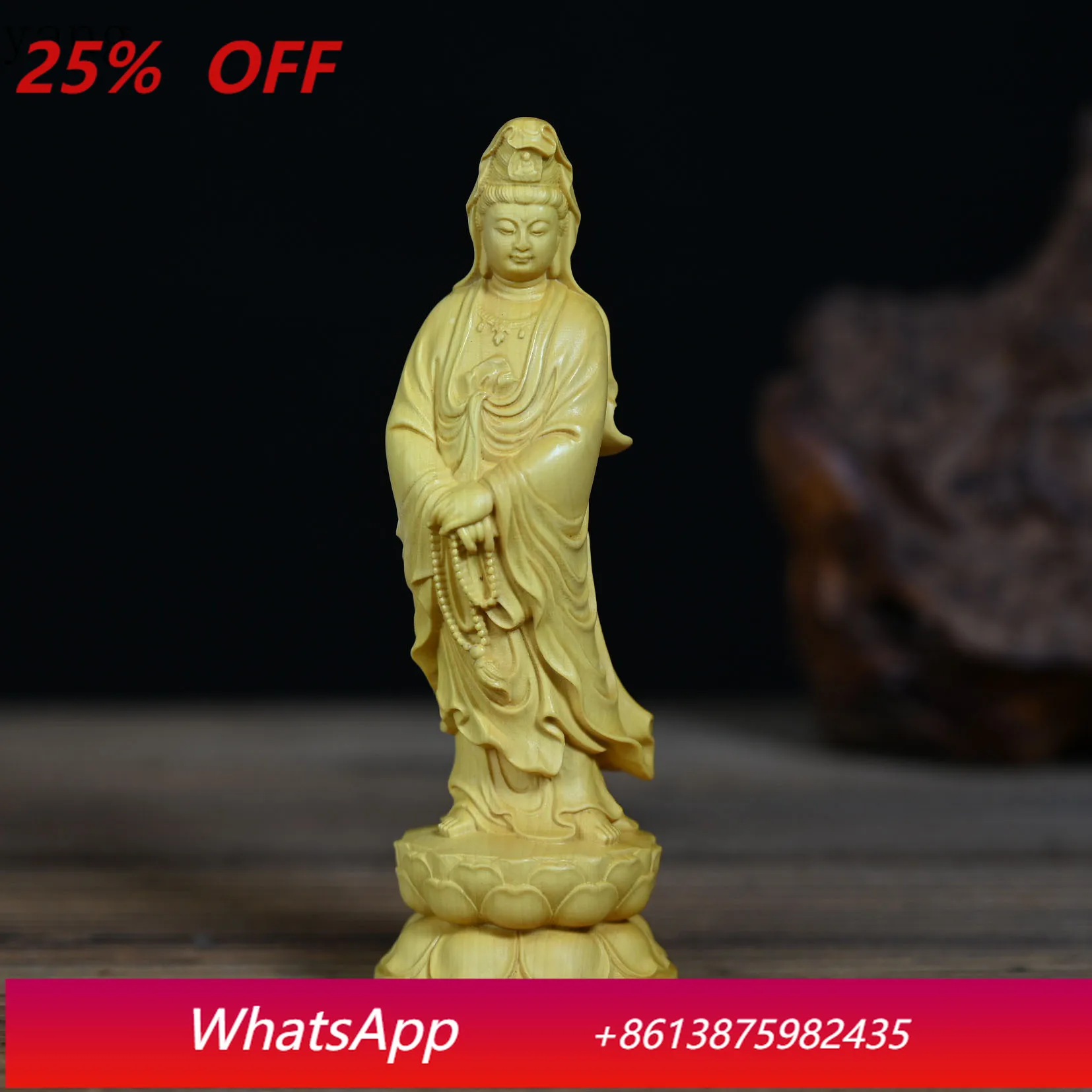 CX Bodhisattva Buddha statue is dedicated to household ornaments, handmade solid wood carving wood handicrafts