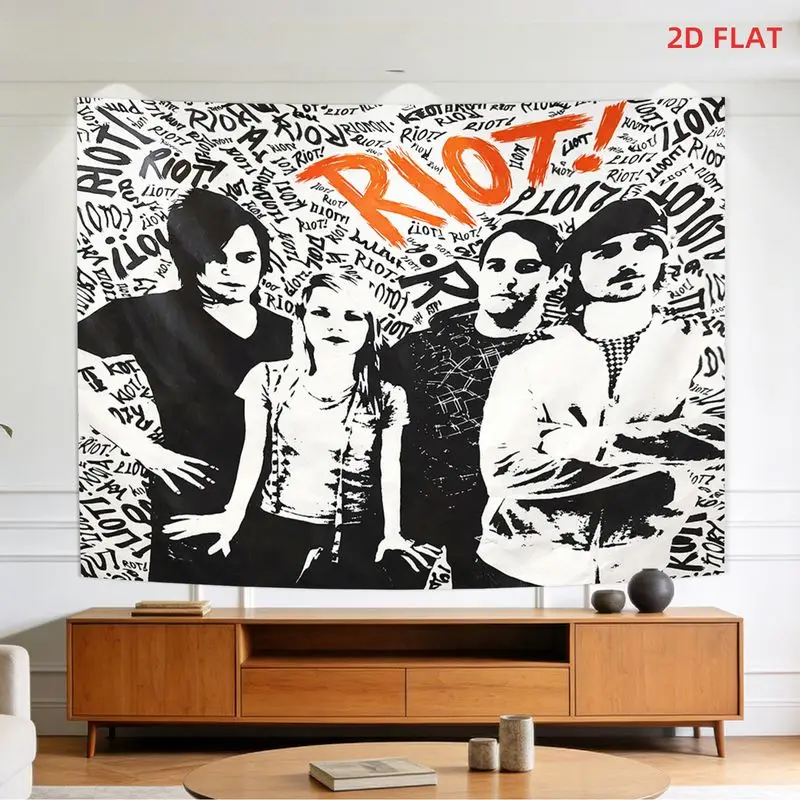 VIKAMA Emo Punk Music Tapestry Black White Rock Band Poster Wall Hanging Alternative Art for Bedroom Dorm College Student Gift