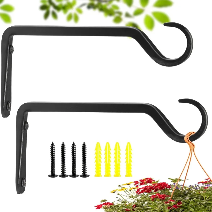 

8 inch Plant Hanger Sturdy Hanging Plant Bracket Outdoor Hanging Plant Wall Hook Heavy Duty for Hanging Bird Feeders Planters L