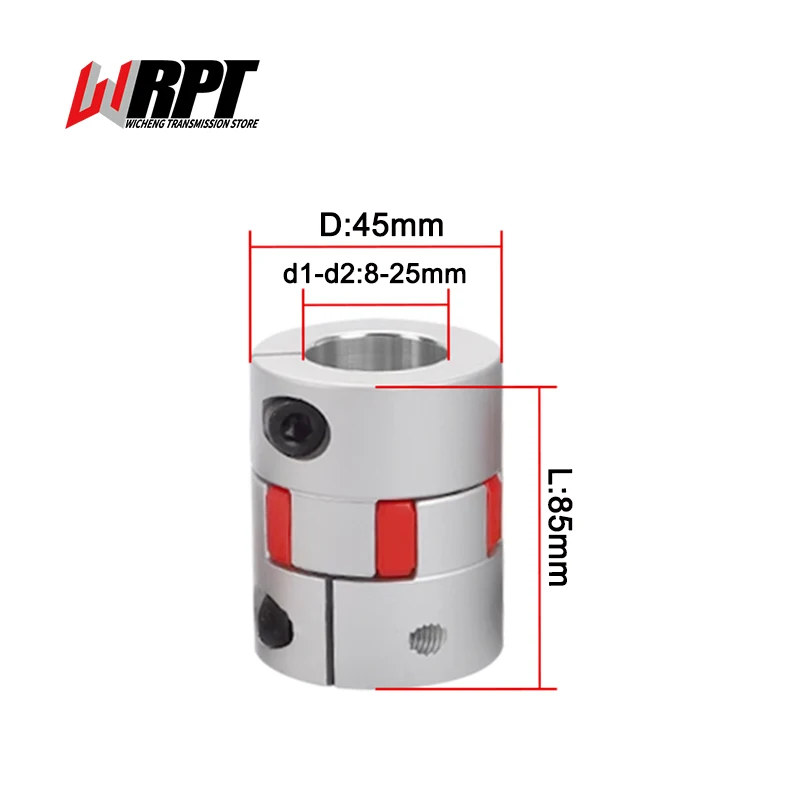 Plum Blossom Coupling Star Screw Encoder Elastic High Torque Coupling Servo Motor Aluminum Coupling XB-45X85