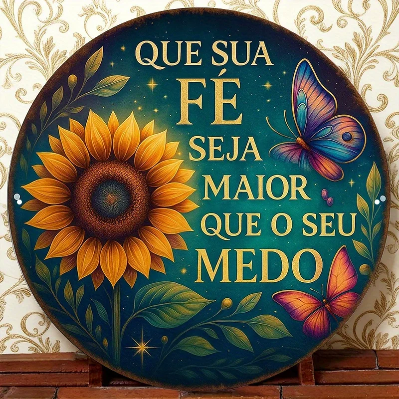 1 Item, 20.32*20.32 cm Round Portuguese Aluminum Sign, Vintage Decorative Plaque about 