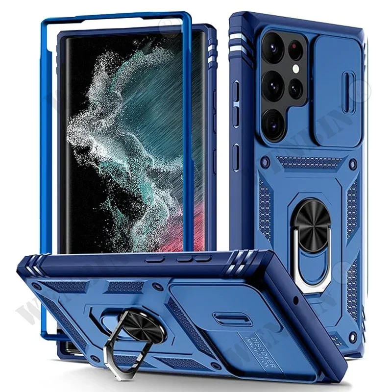 Hülle für Samsung S26 Ultra S25 S24 S23 Plus S25 FE A57 A56 A37 A36 A17 A16 5G Heavy Duty mit Kamera 360 Grad Kickstand Cover