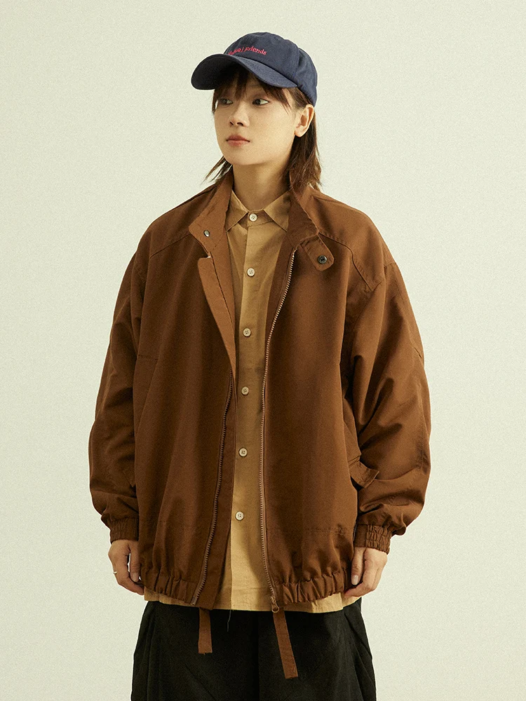 

GoodNorth, японская винтажная повседневная куртка с воротником на молнии, свободная хлопковая верхняя одежда, пальто для молодых взрослых