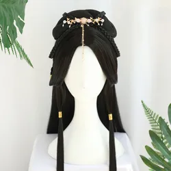 Cosplay Hanfu Wigs Women Chinese Traditional Ancient Hanfu Wigs Female Cosplay Prop Headgear Black Long Straight Wigs For Women