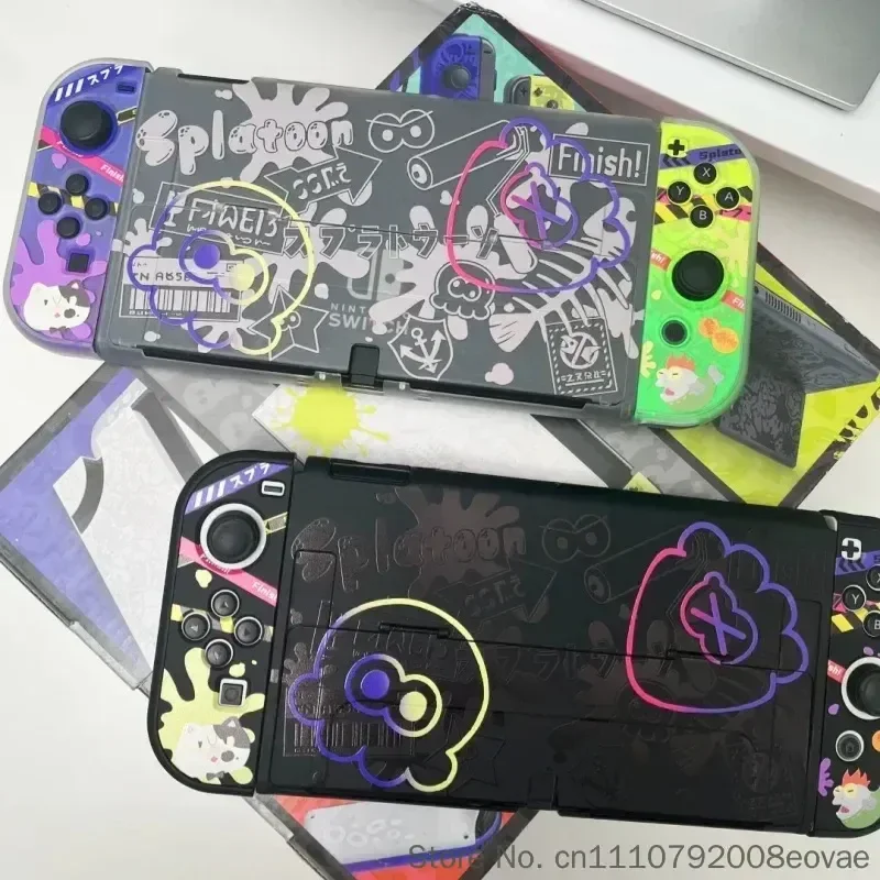 Switch 2 Oled Protective Case Hard Shell Dockable Splatoon 3 Anti Scratch Shockproof Protective Cover For Adult Gamers