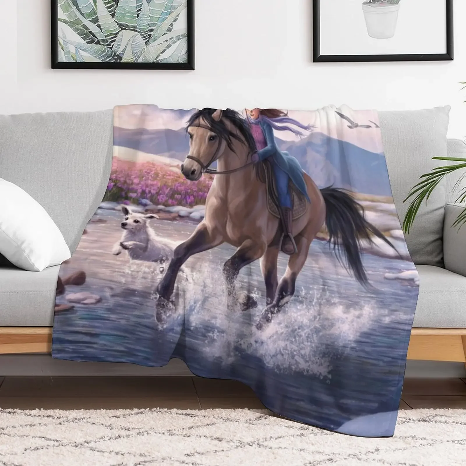 StarStable Horse Wallpaper Throw Blanket Shaggy Furry Soft Blanket for Bedroom Living Room
