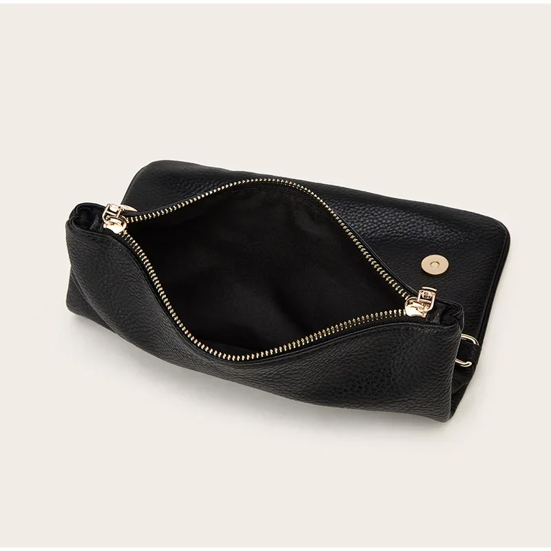 Pebbled Lychee Texure Umhängetasche, kompakte, schicke Umhängetasche mit Unterarmkette, elegante, trendige, kleine, quadratische Damen-Clutchtasche – Detail 8