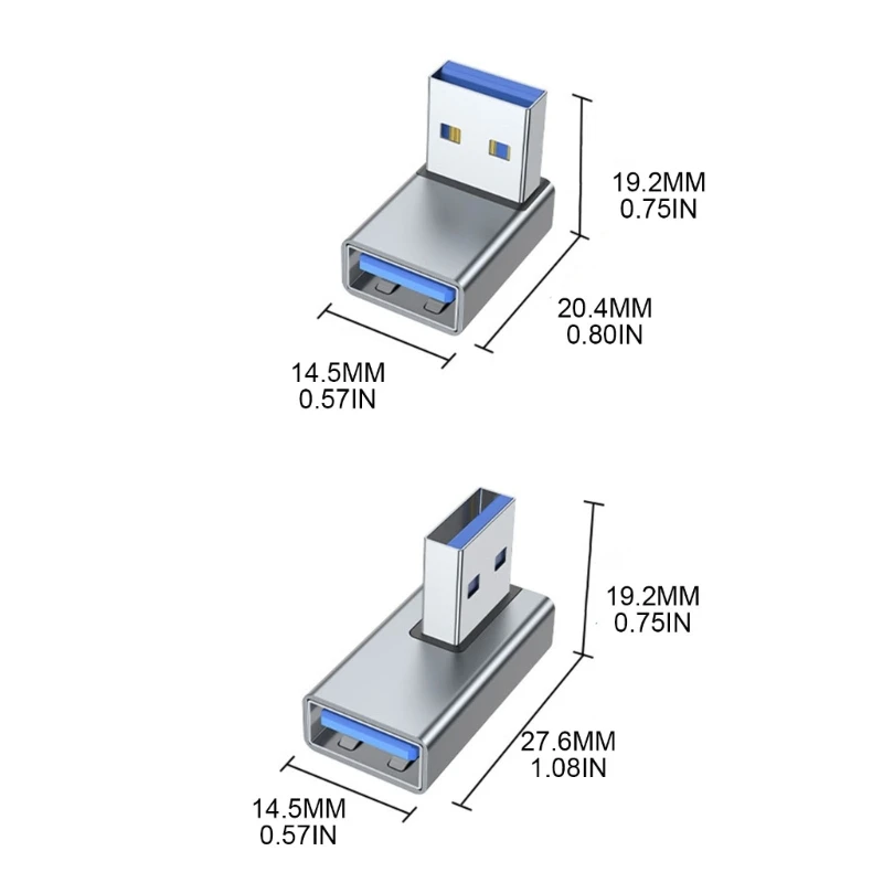 USB Male to Female Right Angle 90 Degree Turn Adapter USB3.0 Male to Female Data Elbow Adapter for Laptop PC Connector