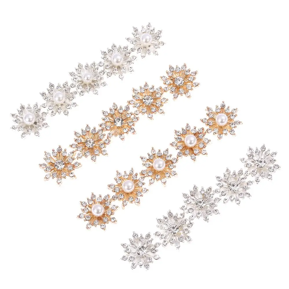 10PCS 16MM Clothing Decoration Hairpin Accessories Flatback Rhinestone Button Pearl Buckle Snowflake Buttons Apparel Sewing