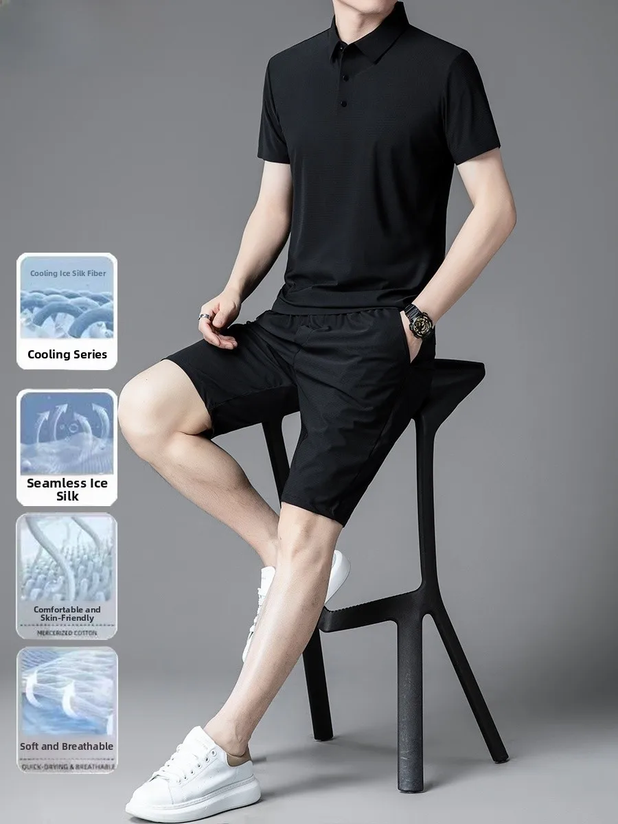 

TUCANO: Новый летний мужской комплект из высококачественного ледяного шелка – дышащий повседневный костюм-двойка с коротким рукавом