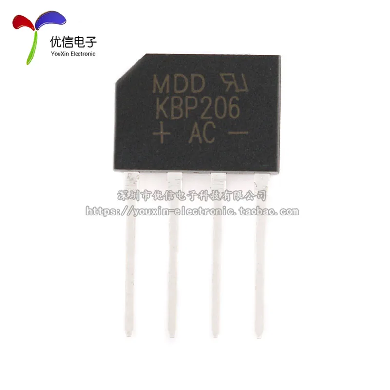 10Pcs/Original genuine KBP206 2A/600V flat bridge rectifier stack silicon bridge rectifier