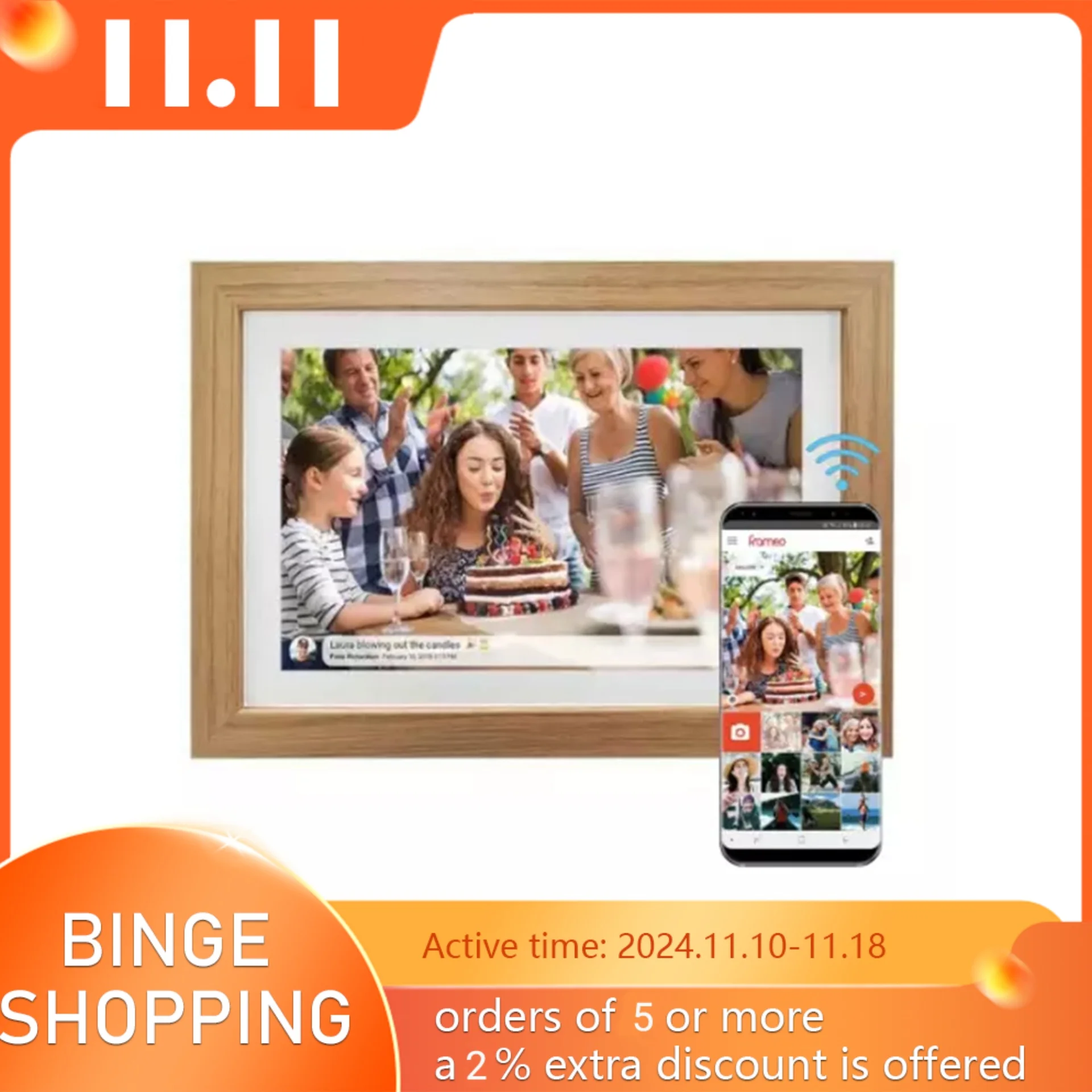 

1PC Digital Photo Frame 10.1 Inch WiFi Digital Photo Wood Frame IPS Touch Screen Automatic Rotation Frameo 16GB Gifts US/UK/EU