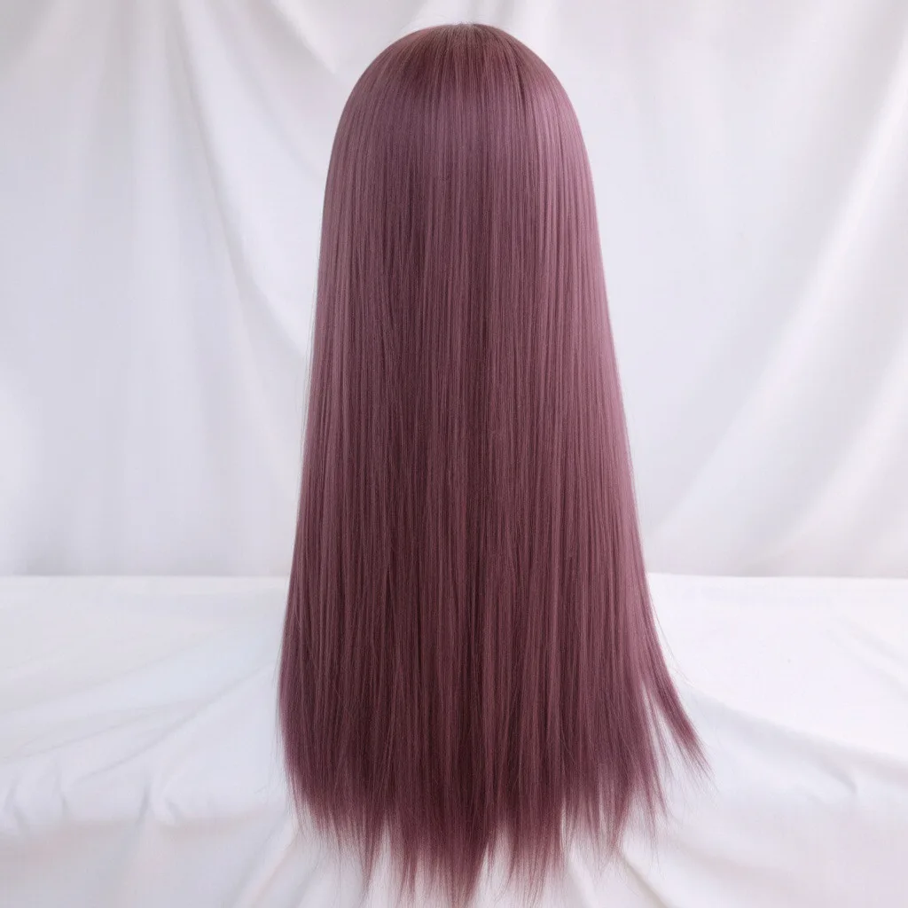 Women's Heat Resistant Long Straight Lolita Wig Synthetic Purple Material for Cosplay Party Daily Wear