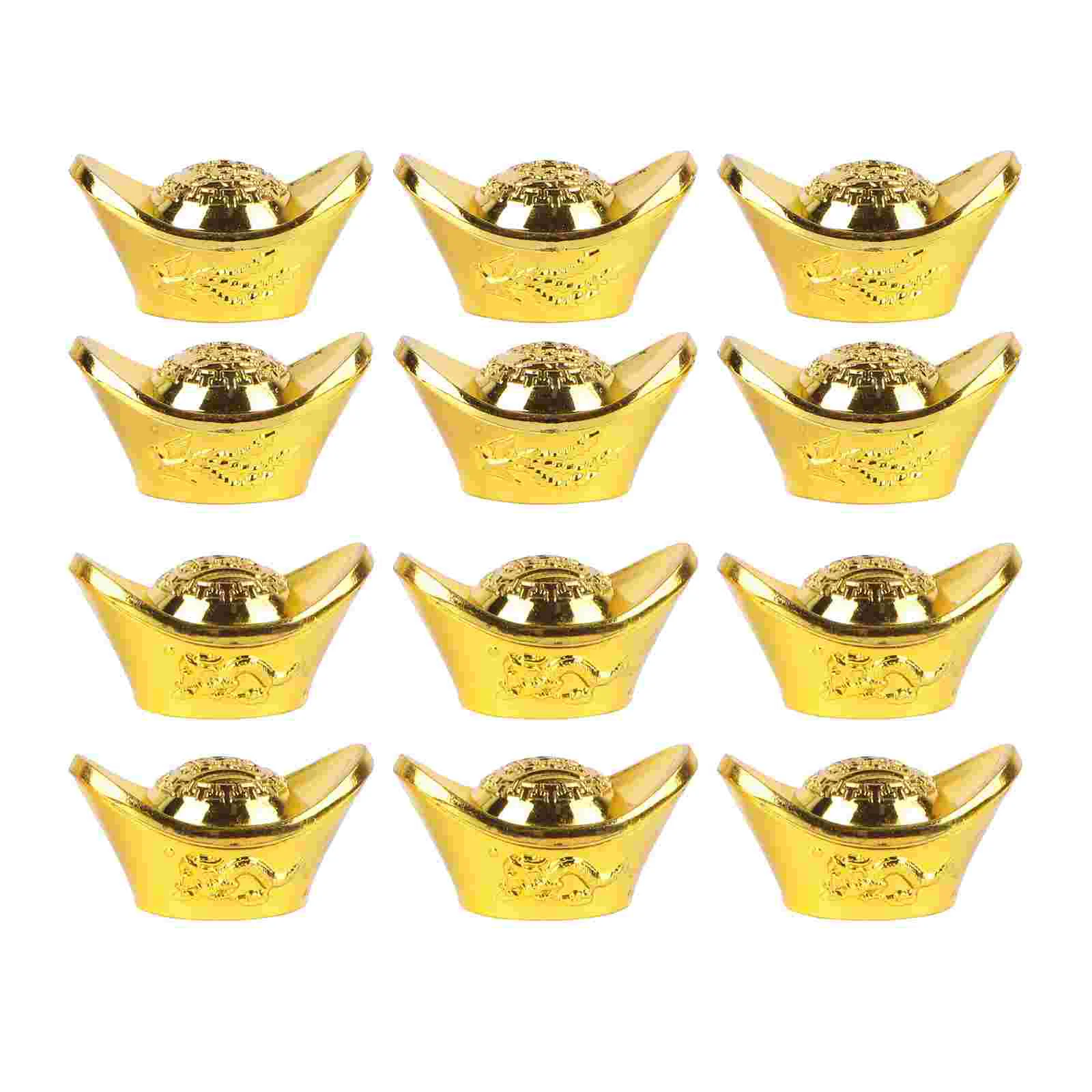 12Pcs Simulation Gold Ingot Decor Home nament Desk Figure Miniature Prosperity Wealth Attract Lucky Gift Office Figurine Toy