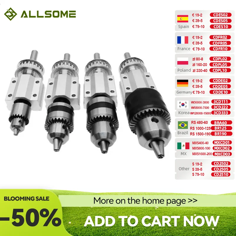 ALLSOME 파워 스핀들 어셈블리 없는 소형 선반 액세서리 트리밍 벨트, JTO/B10/B12/B16 드릴 척 세트, DIY 목공 절단