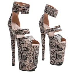 Leecabe 23CM / 9inches Snake Upper Trend fashion Platform High Heels slipper Sandals Pole Dance shoes