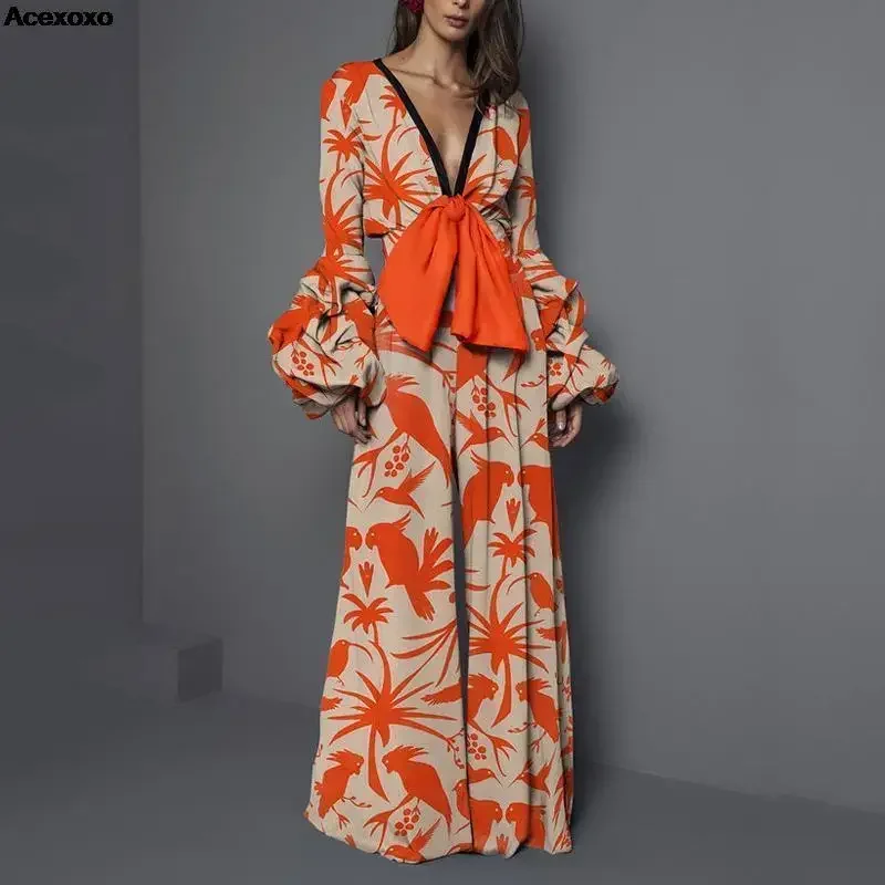 

Summer new women's fashion casual sexy V-neck waist print dress