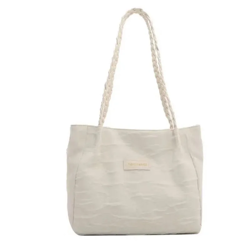 Women's Shoulder Bag Solid Color Simple Fashion Korean Version Single Shoulder Bag Braided Shoulder Handbag 2024 New Tote Bag