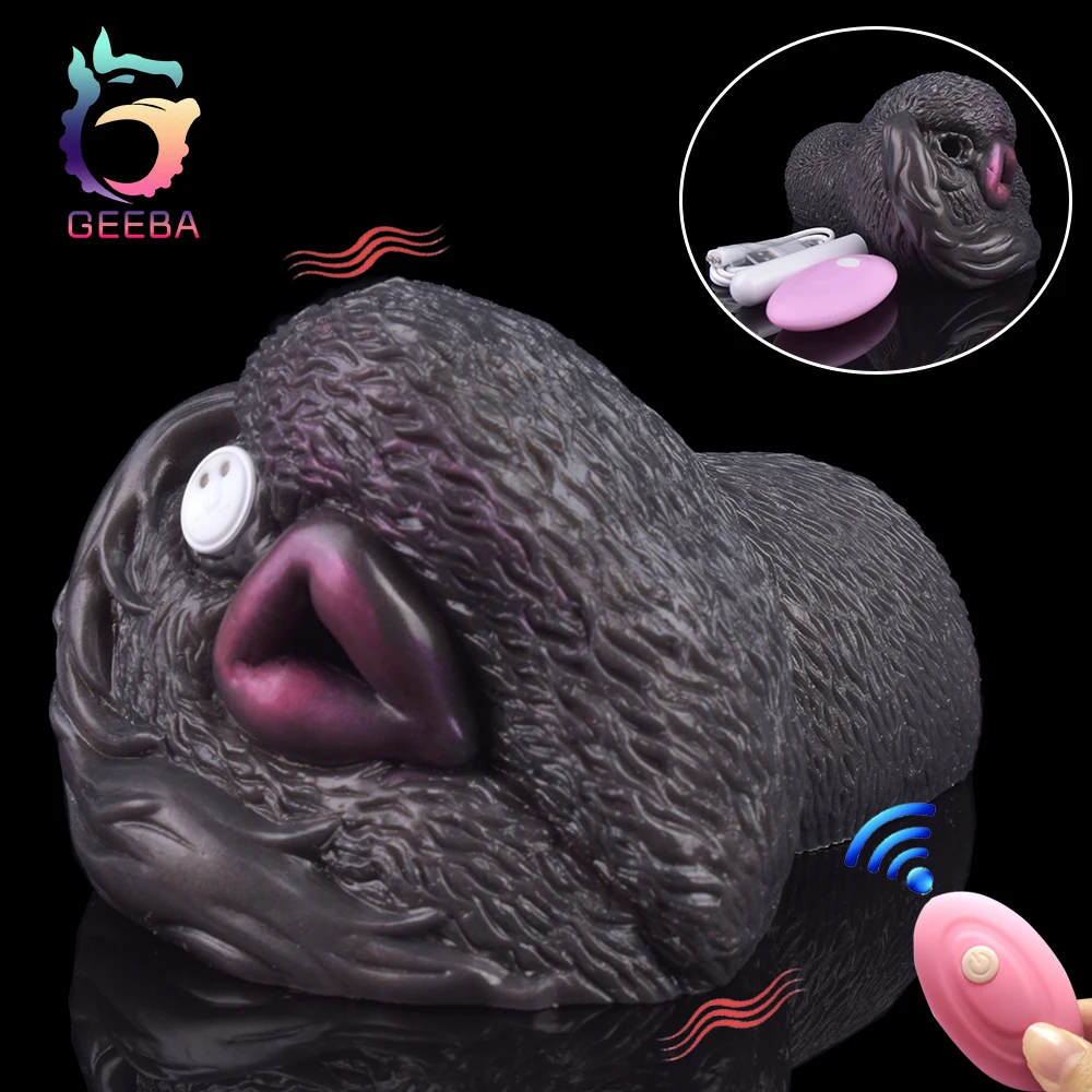 

GEEBA Soft Silicone Male Masturbator With Vibration Fantasy Animal Masturbation Cup Realistic Vaginal Pocket Pussy Adult Sex Toy